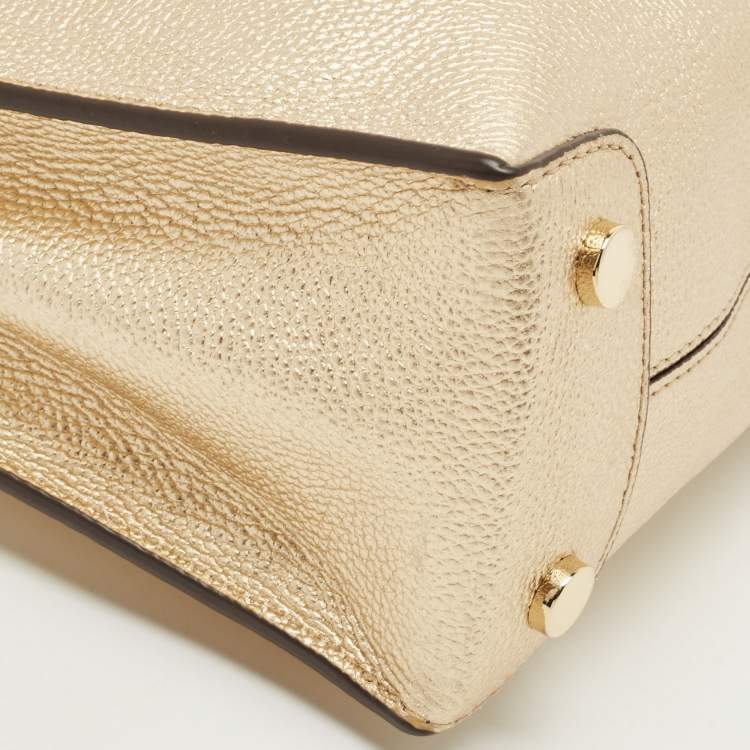 Pre Owned Michael Kors Gold Leather Small Mercer Tote