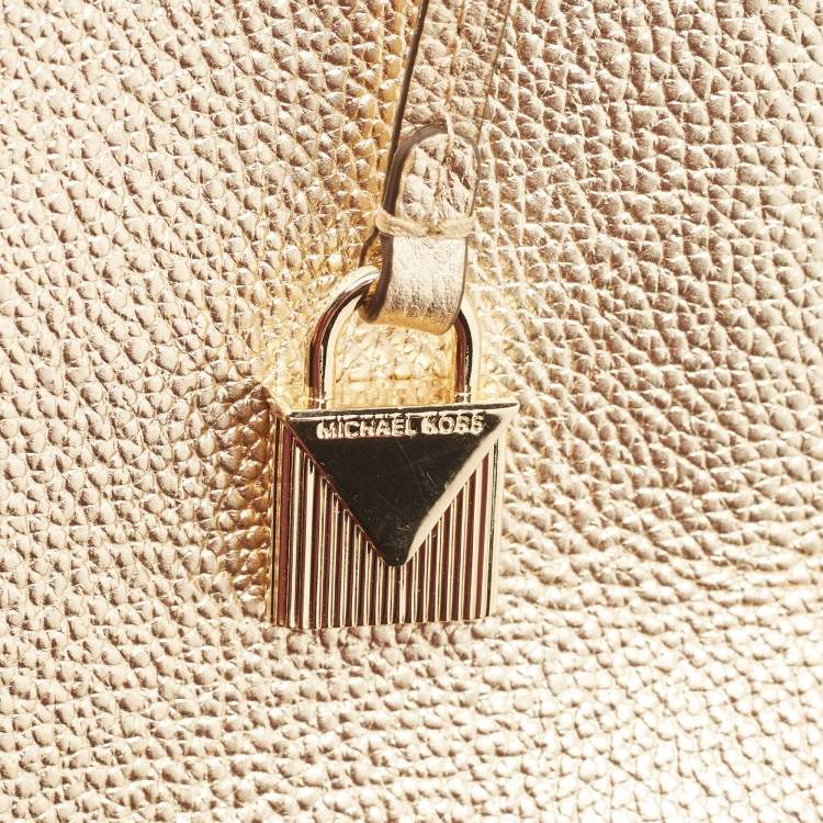 Pre Owned Michael Kors Gold Leather Small Mercer Tote