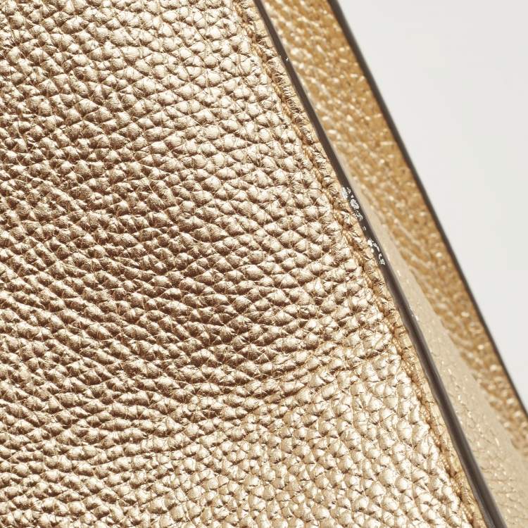 Pre Owned Michael Kors Gold Leather Small Mercer Tote