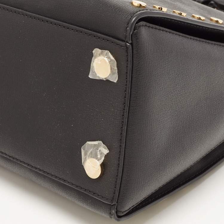 Pre Owned Michael Kors Black Leather Large Sylvie Studded Satchel