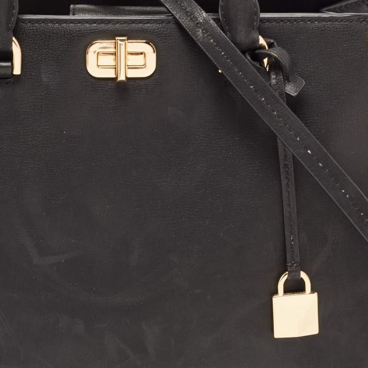 Pre Owned Michael Kors Black Leather Large Sylvie Studded Satchel