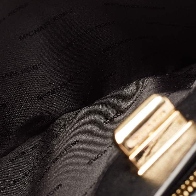 Pre Owned Michael Kors Black Leather Large Sylvie Studded Satchel