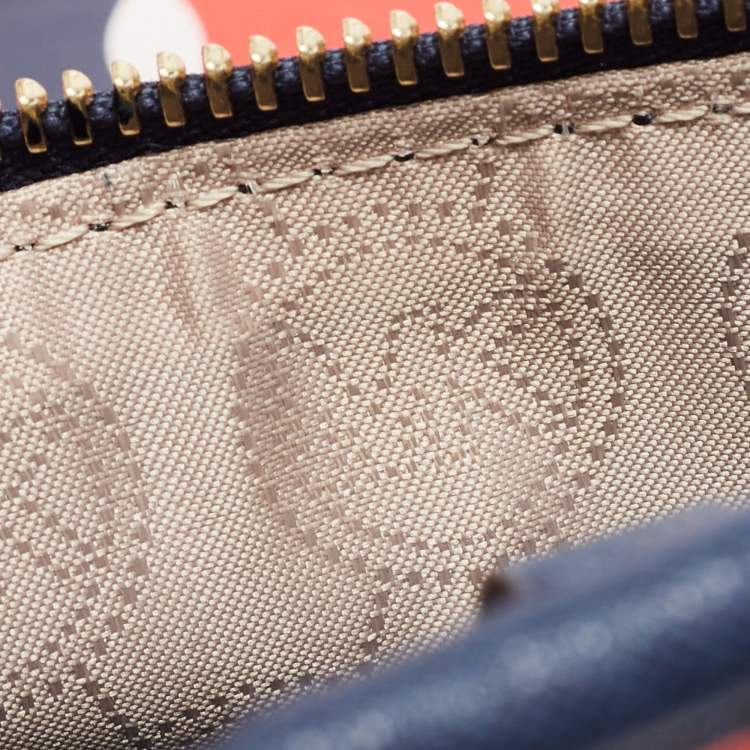 Pre Owned Michael Kors Red/Blue Deco Leather Kempton Tote