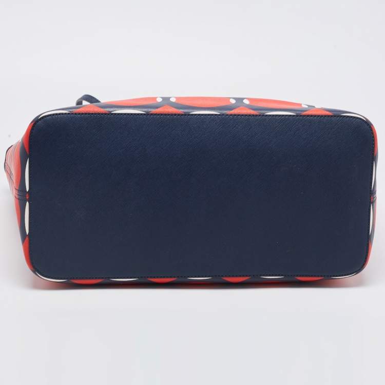 Pre Owned Michael Kors Red/Blue Deco Leather Kempton Tote