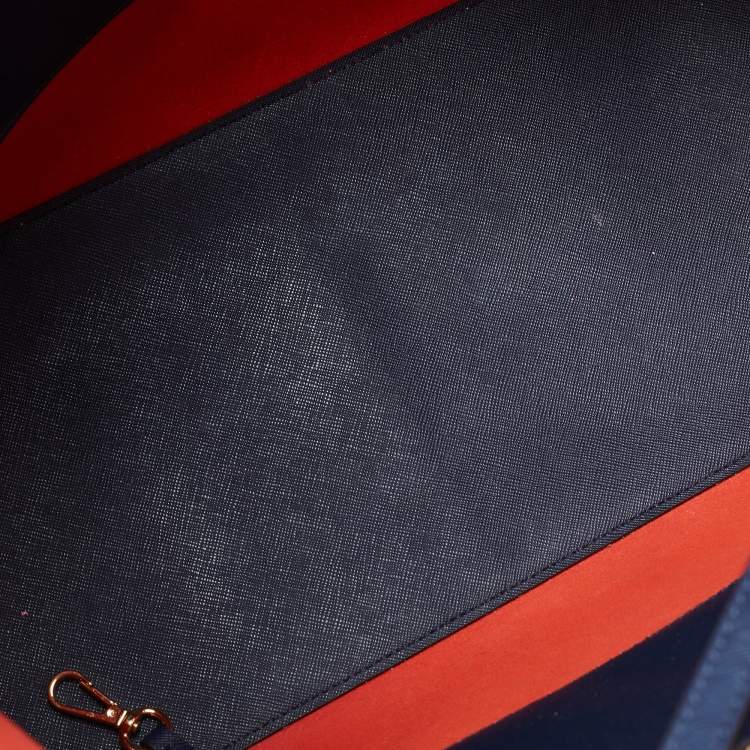 Pre Owned Michael Kors Red/Blue Deco Leather Kempton Tote