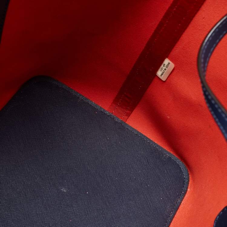 Pre Owned Michael Kors Red/Blue Deco Leather Kempton Tote