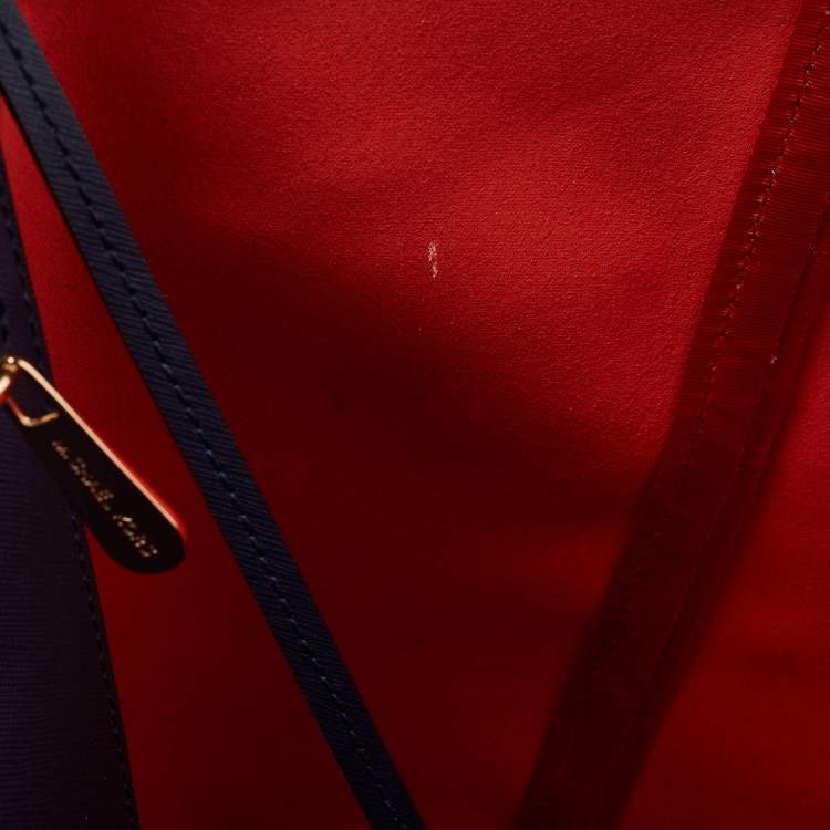 Pre Owned Michael Kors Red/Blue Deco Leather Kempton Tote