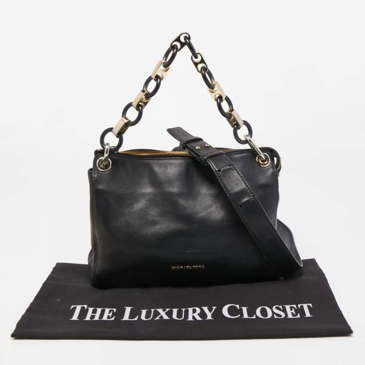 Pre Owned Michael Kors Black Leather Raven shoulder Bag