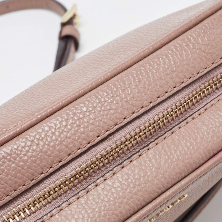 Pre Owned Michael Kors Beige Leather Small Ginny Camera Crossbody Bag
