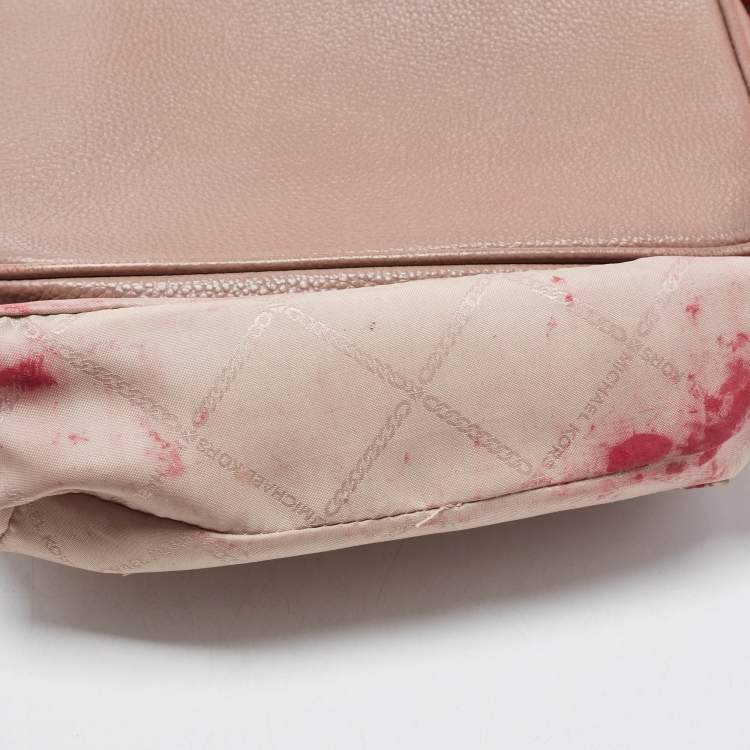 Pre Owned Michael Kors Beige Leather Small Ginny Camera Crossbody Bag