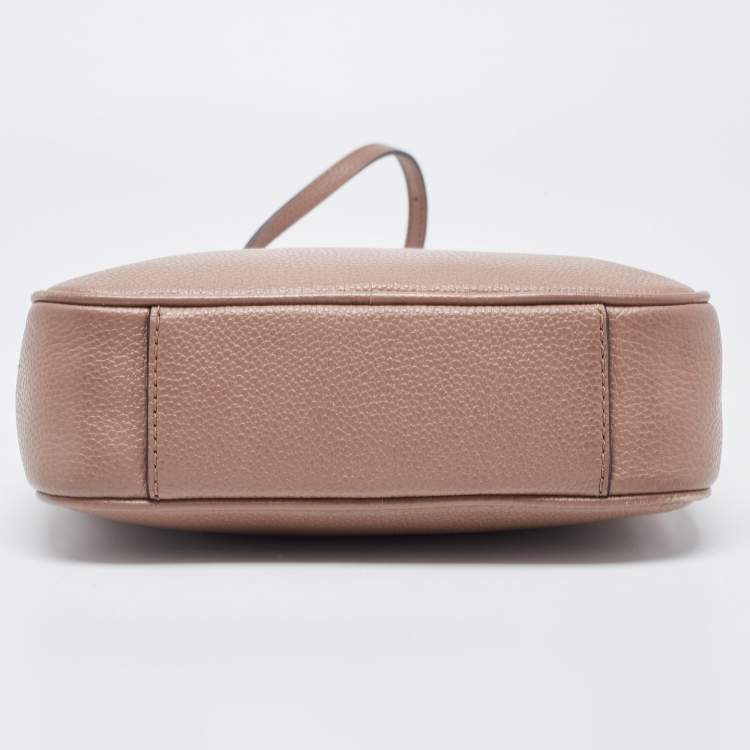 Pre Owned Michael Kors Beige Leather Small Ginny Camera Crossbody Bag