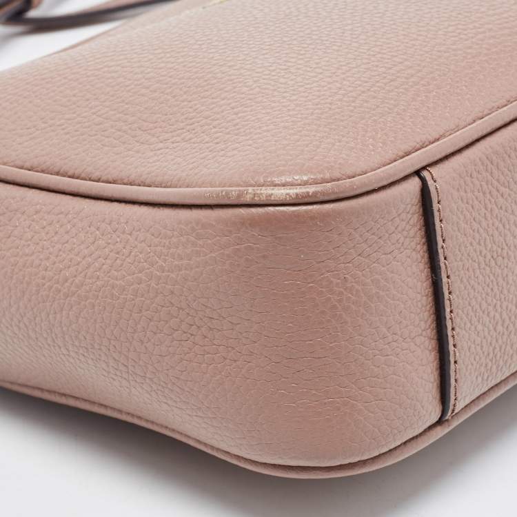 Pre Owned Michael Kors Beige Leather Small Ginny Camera Crossbody Bag