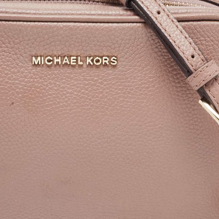 Pre Owned Michael Kors Beige Leather Small Ginny Camera Crossbody Bag