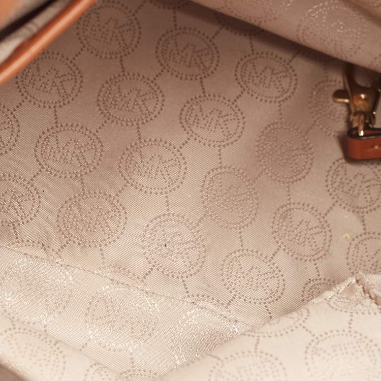 Pre Owned MICHAEL Michael Kors Brown/Tan Signature Coated Canvas and Leather Jet Set Drawstring Bag