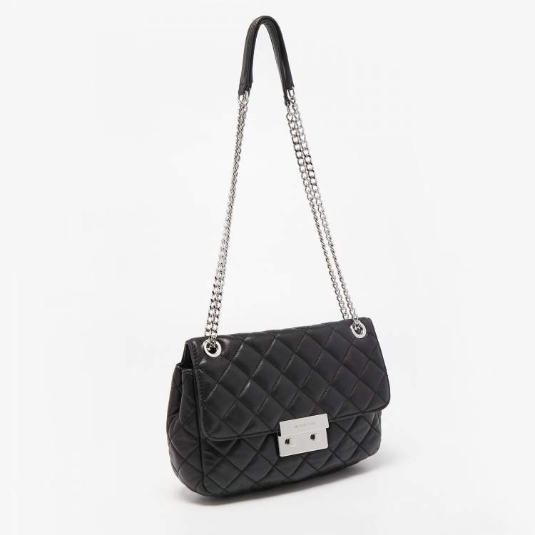 Pre Owned Michael Kors Black Quilted Leather Large Sloan Chain Shoulder Bag
