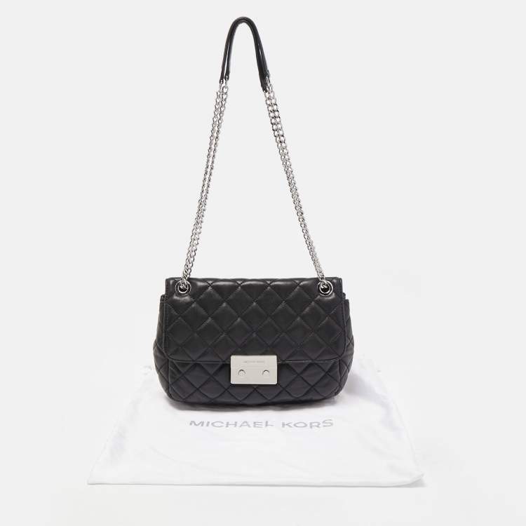 Pre Owned Michael Kors Black Quilted Leather Large Sloan Chain Shoulder Bag