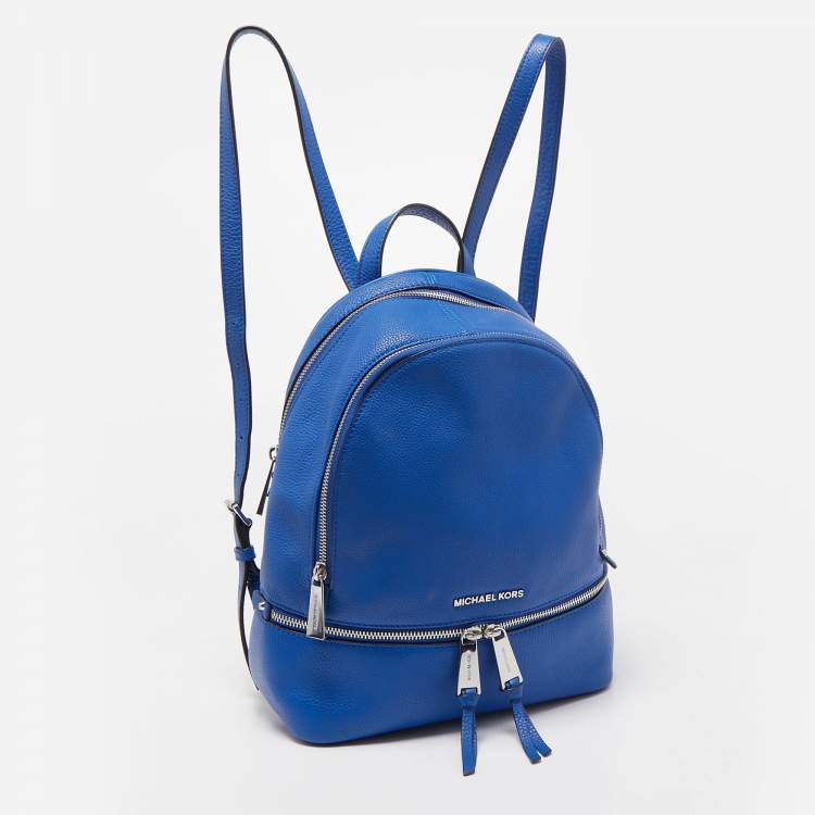 Pre Owned Michael Kors Blue Leather Rhea Backpack
