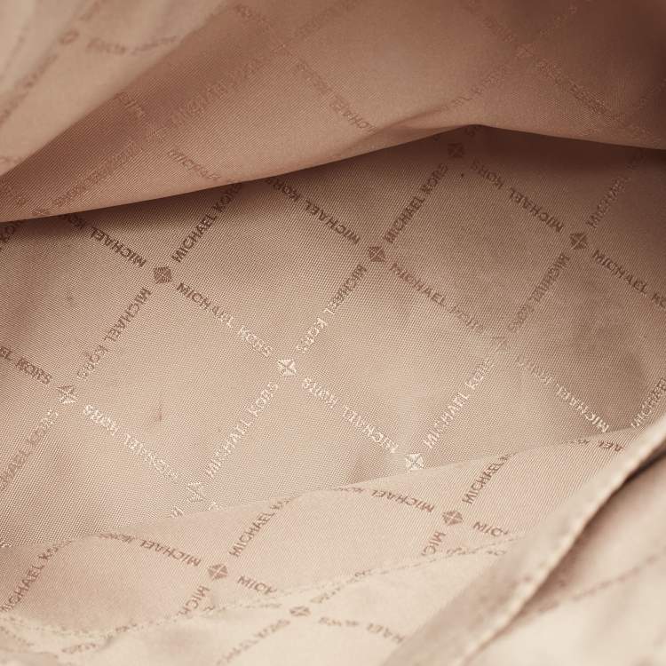 Pre Owned Michael Kors Brown Signature Coated Canvas and Leather Large Hope Tote