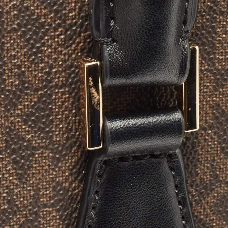 Pre Owned Michael Kors Brown Signature Coated Canvas and Leather Large Hope Tote