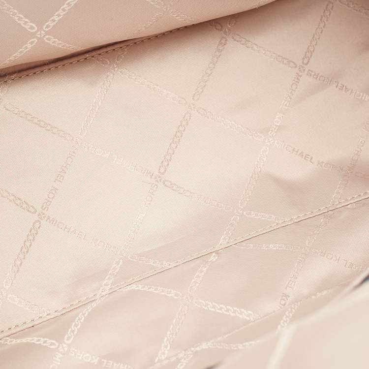 Pre Owned Michael Kors Blue Signature Coated Canvas and Leather Medium Carine Satchel