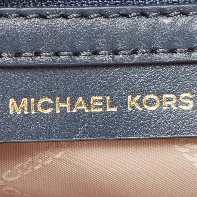 Pre Owned Michael Kors Blue Signature Coated Canvas and Leather Medium Carine Satchel