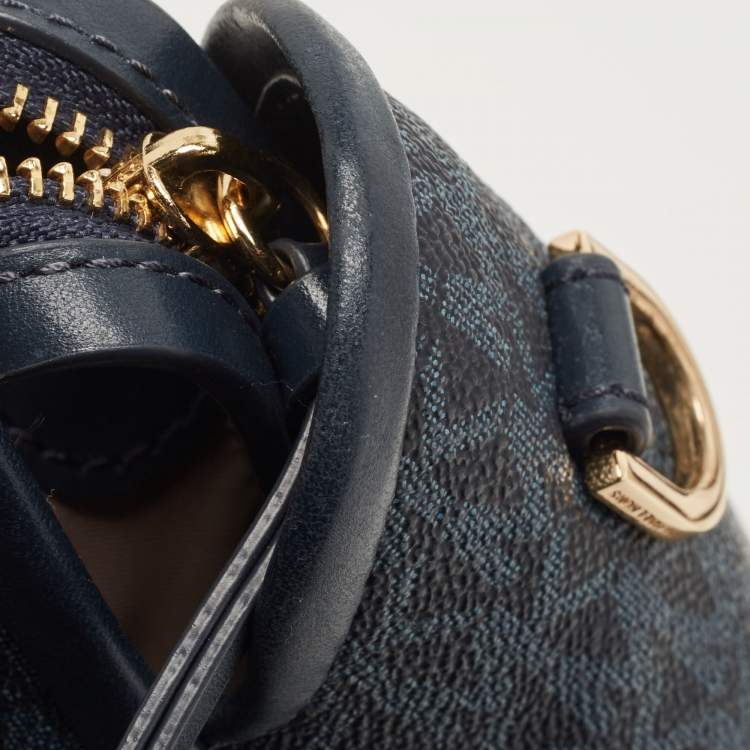 Pre Owned Michael Kors Blue Signature Coated Canvas and Leather Medium Carine Satchel