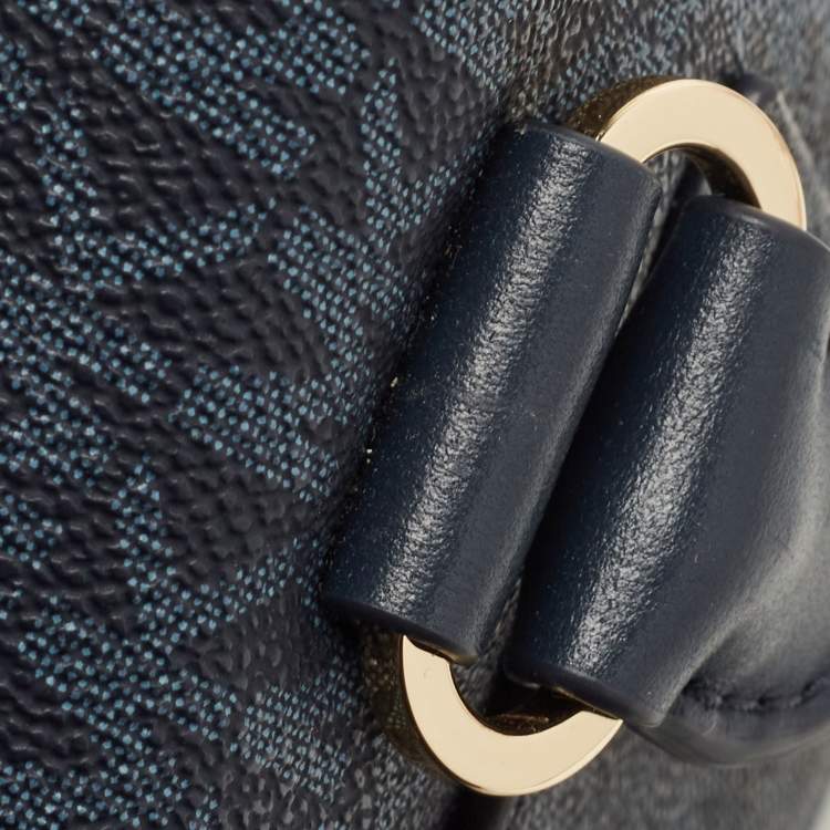 Pre Owned Michael Kors Blue Signature Coated Canvas and Leather Medium Carine Satchel