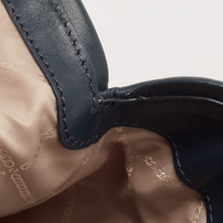 Pre Owned Michael Kors Blue Signature Coated Canvas and Leather Medium Carine Satchel