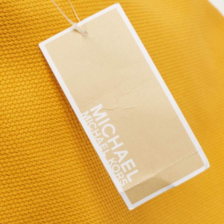 Pre Owned Michael Kors Mustard Yellow Canvas Grab Tote