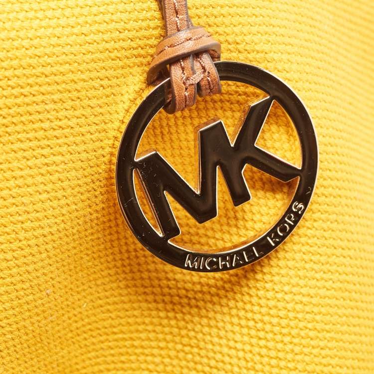 Pre Owned Michael Kors Mustard Yellow Canvas Grab Tote