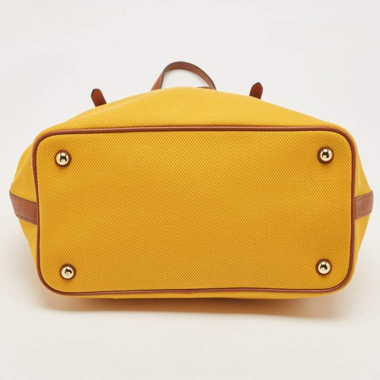 Pre Owned Michael Kors Mustard Yellow Canvas Grab Tote