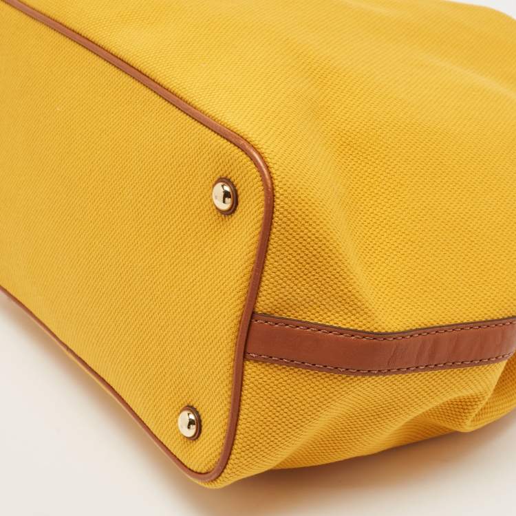 Pre Owned Michael Kors Mustard Yellow Canvas Grab Tote