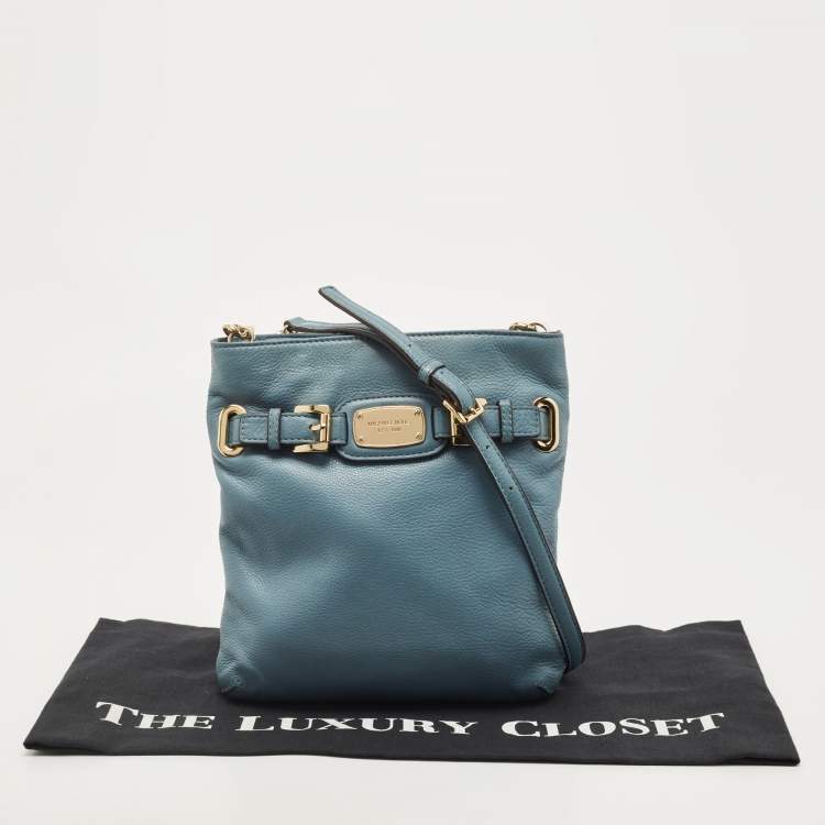 Pre Owned Michael Kors Blue Leather Hamilton Crossbody Bag