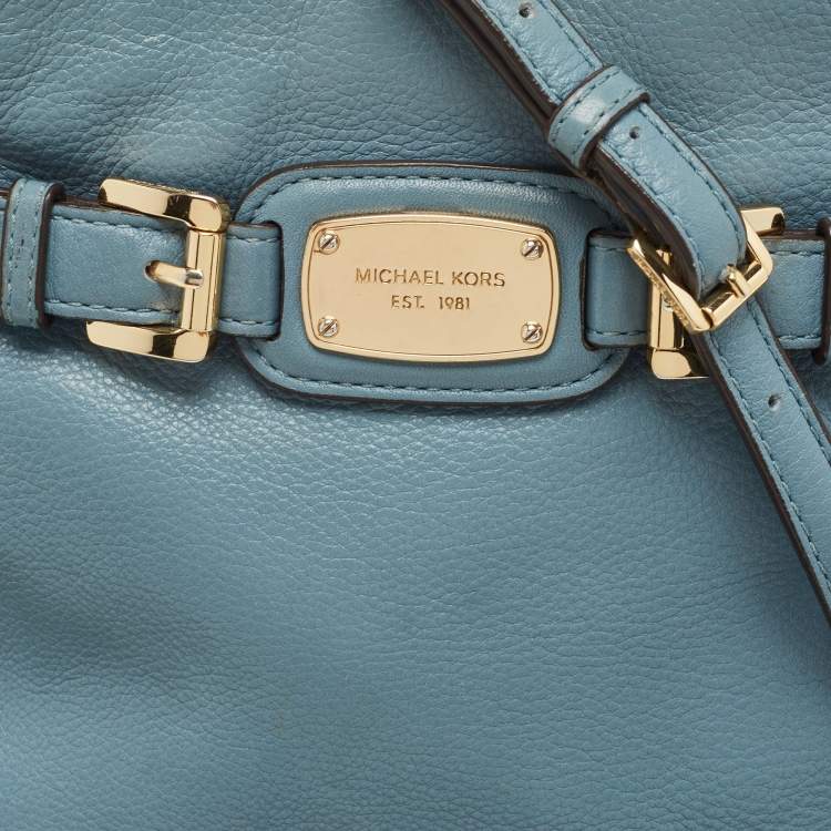 Pre Owned Michael Kors Blue Leather Hamilton Crossbody Bag