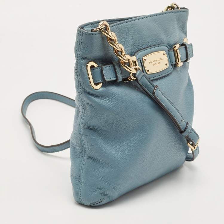 Pre Owned Michael Kors Blue Leather Hamilton Crossbody Bag