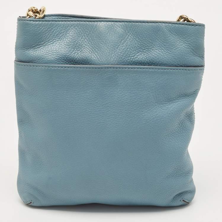 Pre Owned Michael Kors Blue Leather Hamilton Crossbody Bag