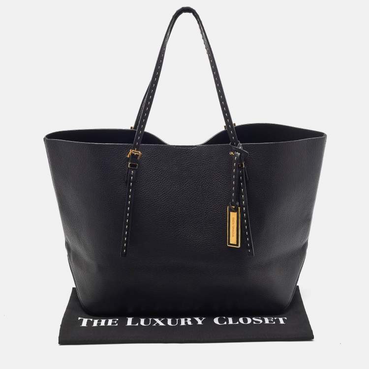 Pre Owned Michael Kors Black Leather Shopper Tote