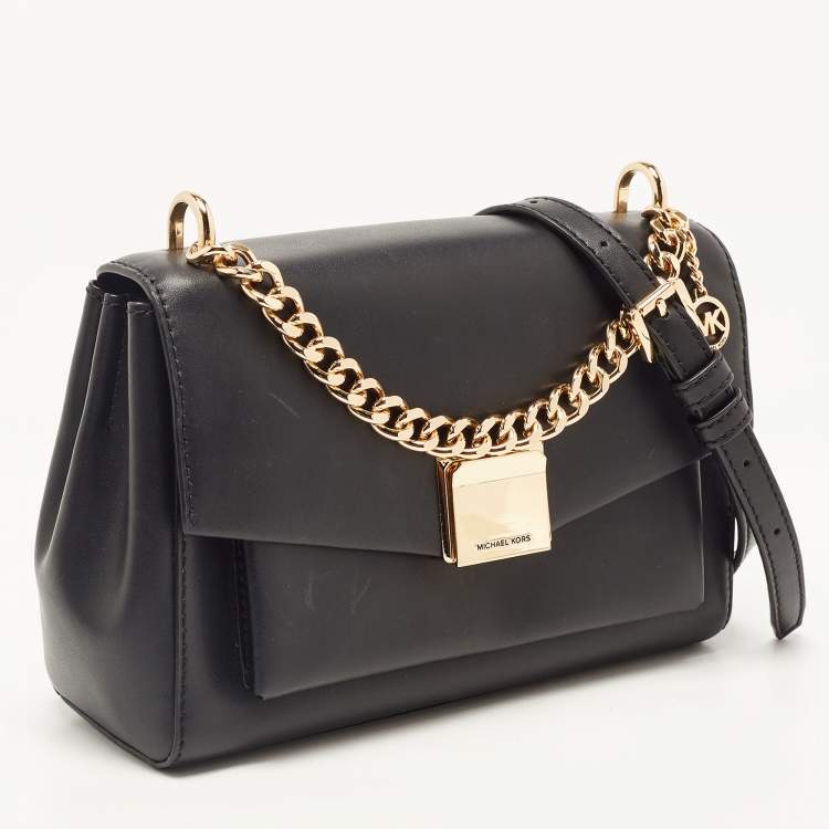 Pre Owned Michael Kors Black Leather Small Lita Crossbody Bag 