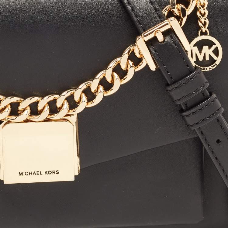 Pre Owned Michael Kors Black Leather Small Lita Crossbody Bag 