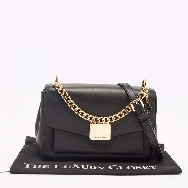 Pre Owned Michael Kors Black Leather Small Lita Crossbody Bag 
