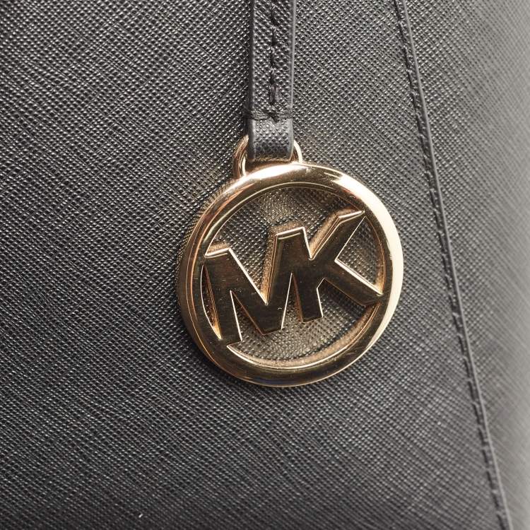 Pre Owned Michael Kors Navy Blue Saffiano Leather Jet Set Top Zip Tote