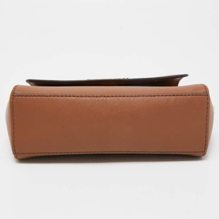 Pre Owned Michael Kors Brown Saffiano Leather Mini Ava Top Handle Bag