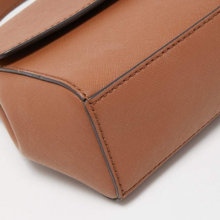 Pre Owned Michael Kors Brown Saffiano Leather Mini Ava Top Handle Bag