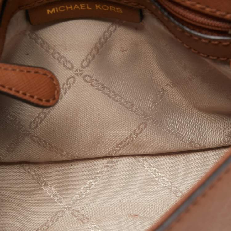 Pre Owned Michael Kors Brown Saffiano Leather Mini Ava Top Handle Bag