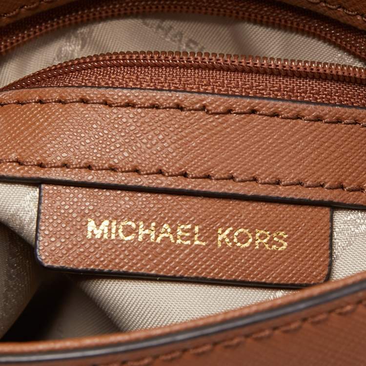 Pre Owned Michael Kors Brown Saffiano Leather Mini Ava Top Handle Bag