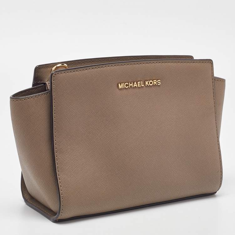 Pre Owned MICHAEL Michael Kors Beige Leather Medium Selma Crossbody Bag