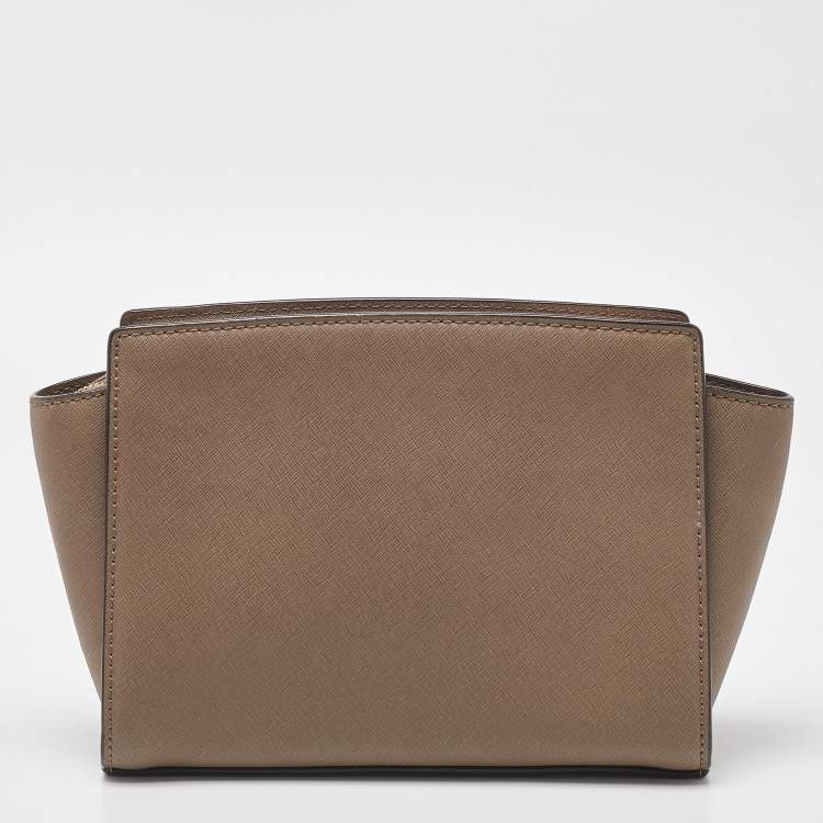 Pre Owned MICHAEL Michael Kors Beige Leather Medium Selma Crossbody Bag