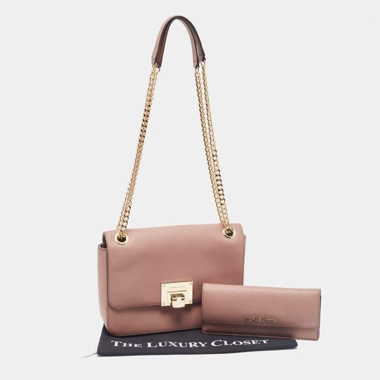 Pre Owned Michael Kors Pink Leather Tina Shoulder Bag