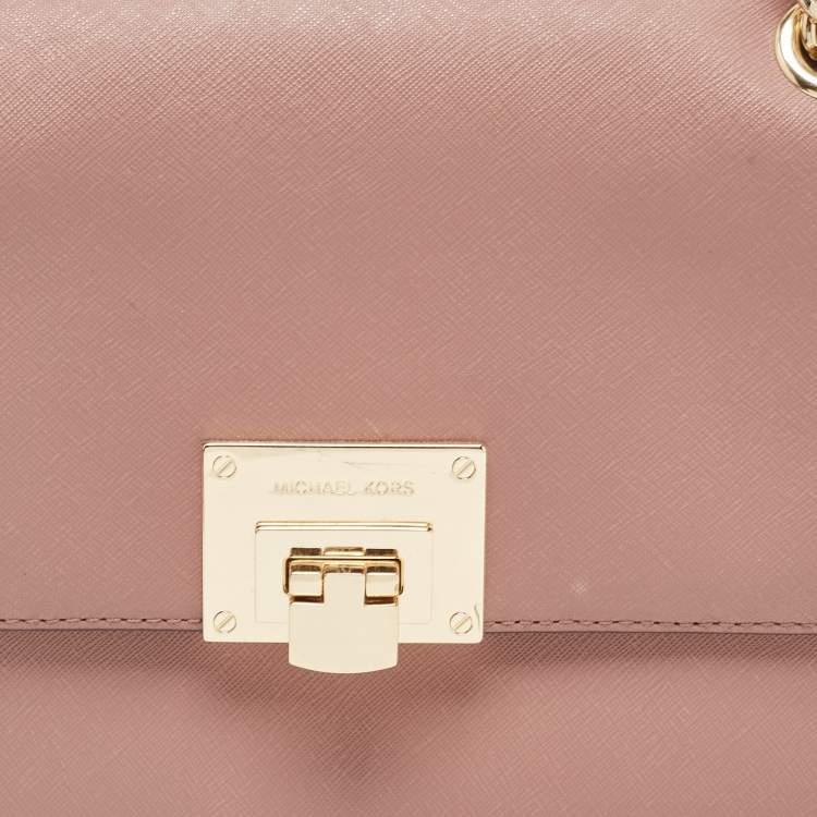 Pre Owned Michael Kors Pink Leather Tina Shoulder Bag