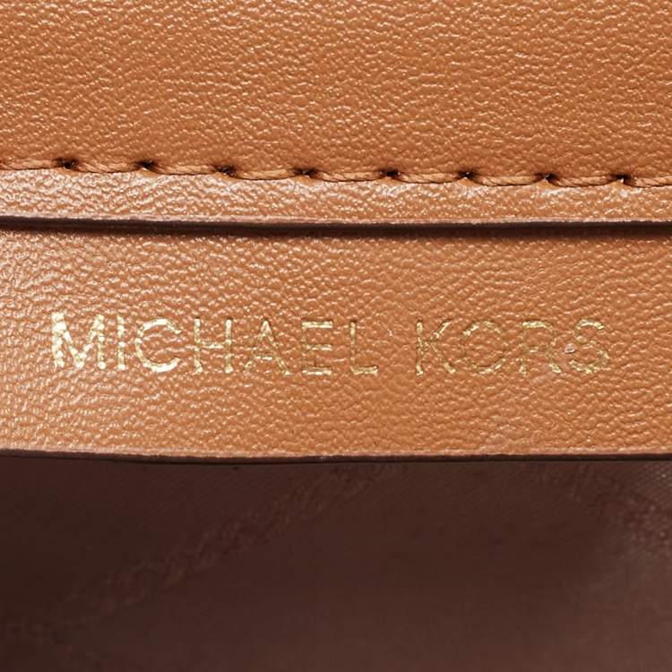 Pre Owned Michael Kors Ivory/Tan Signature Coated Canvas and Leather Heather Shoulder Bag